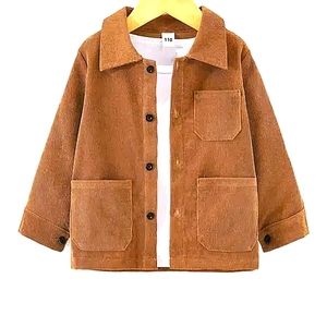 Boys  Corduroy Lapel  Shirt Button Down Jacket